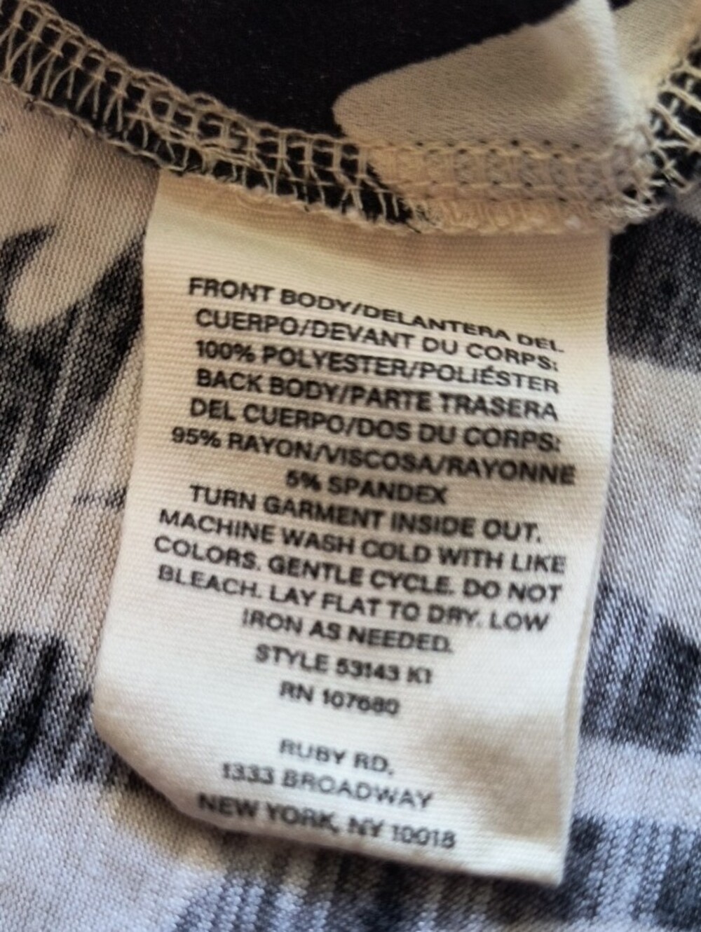 Ruby Rd. Black & White Floral Knot-Front Blouse - Picture 4 of 4